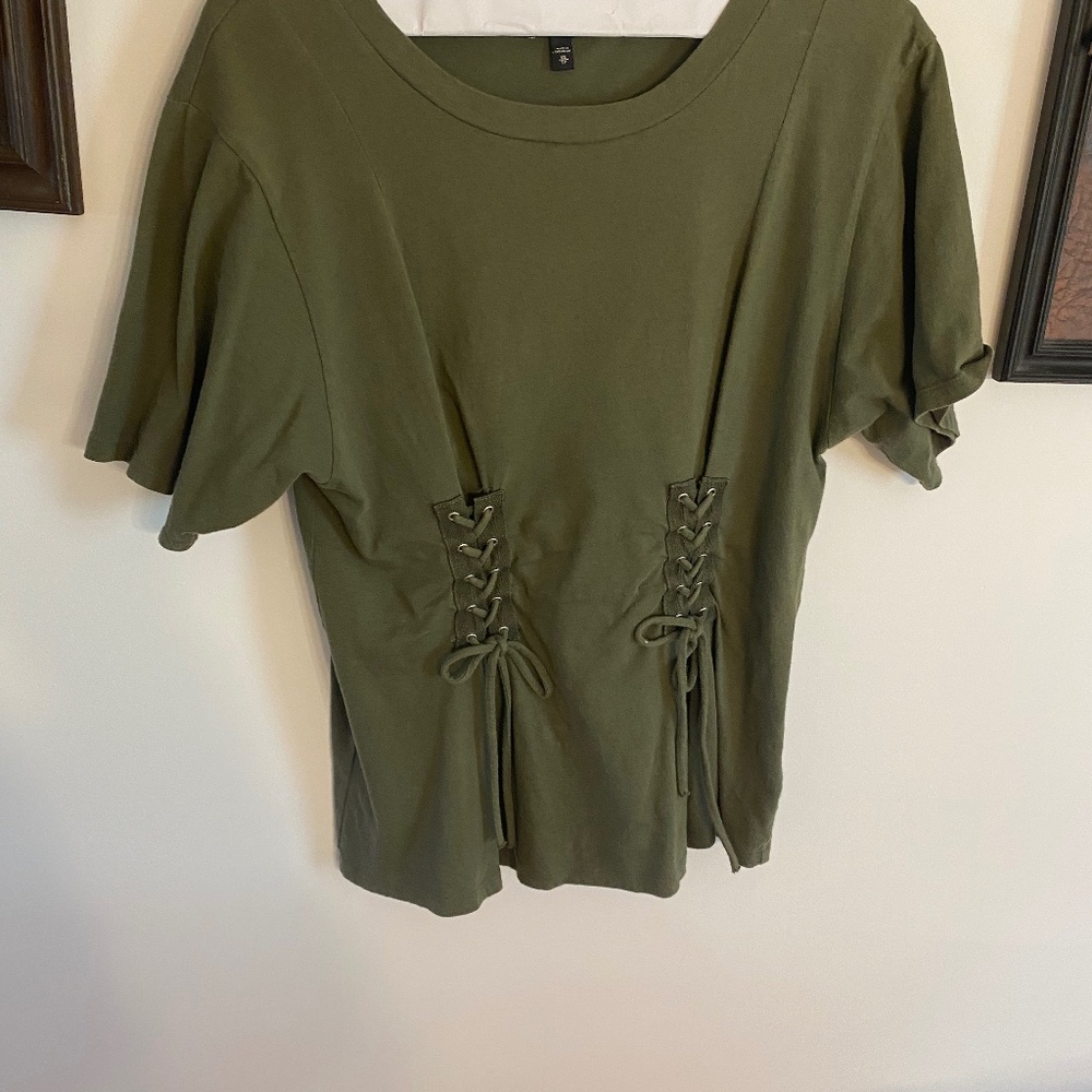 Express Army green corset tied front side, cap sleeves sweater ,Size XS